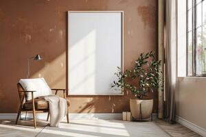 Poster Mockup in Brown Scandinavian Interior photo