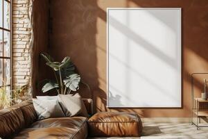 Poster Mockup in Brown Scandinavian Interior photo