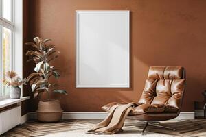 Poster Mockup in Brown Scandinavian Interior photo