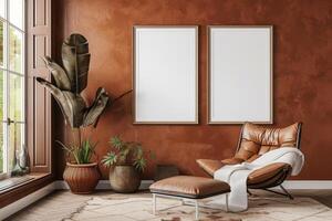 Poster Mockup in Brown Scandinavian Interior photo