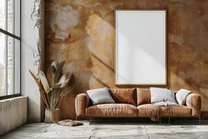 Poster Mockup in Brown Scandinavian Interior photo