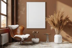 Poster Mockup in Brown Scandinavian Interior photo