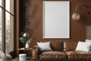 Poster Mockup in Brown Scandinavian Interior photo