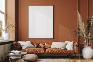 Poster Mockup in Brown Scandinavian Interior photo