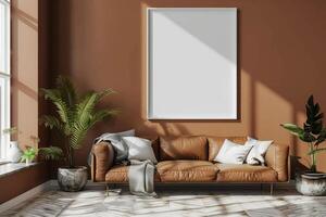 Poster Mockup in Brown Scandinavian Interior photo