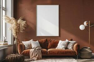 Poster Mockup in Brown Scandinavian Interior photo