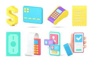 Online shopping internet payment protect verification currency transaction set 3d icon vector