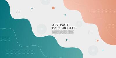 Modern green and peach geometric business banner design. Creative banner design with wave shapes and lines for template. Simple horizontal banner. Eps10 vector