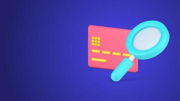 Searching online payment e money transaction with credit card and magnifying glass isometric 3d icon vector
