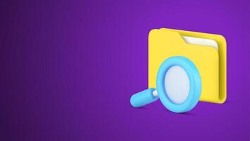 Finding important information in folder document storage use magnifying glass isometric 3d icon vector