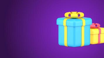 Tres brillante rectángulo cubo envuelto festivo regalo cajas para celebrando san valentin, cumpleaños 3d icono vector