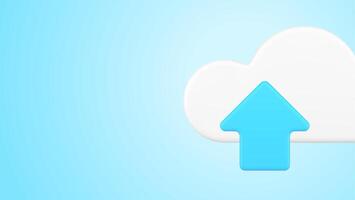 Cloud computing data cyber storage upload download service realistic 3d icon illustration vector