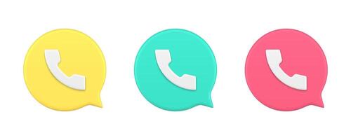 Phone call speech bubble quick tips web communication application 3d icon set realistic vector