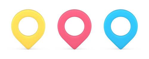 Map pin pointer destination direction global navigation marker world location 3d icon set vector