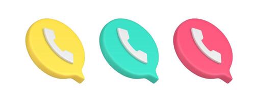 Phone call telephone handset button quick tips isometric 3d icon realistic illustration vector