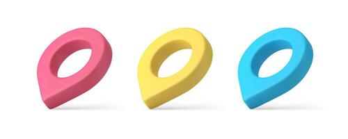 GPS map pin navigation cartography pointer for location destination 3d icon set realistic vector