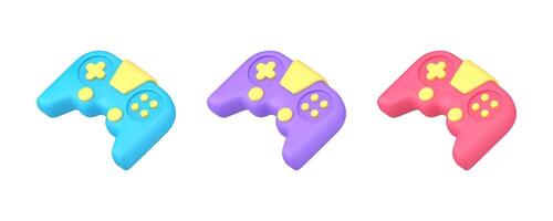 Gamepad virtual game playing joystick with buttons gamer hardware 3d icon set realistic vector