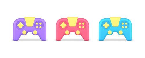 Gamepad with buttons for online virtual game playing 3d icon set realistic illustration vector