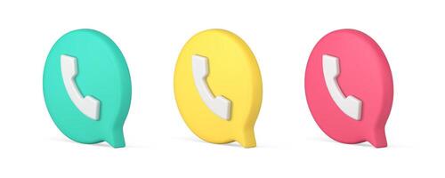 Telephone communication phone call web application 3d icon set realistic illustration vector