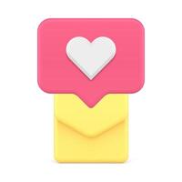 Incoming message like love dating application chat cyberspace notification 3d icon realistic vector