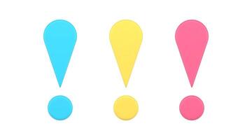 Exclamation point warning attention mark hazard information precaution message 3d icon set vector