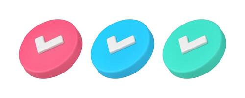 Done check mark positive vote acceptance agreement checkbox 3d icon set realistic vector