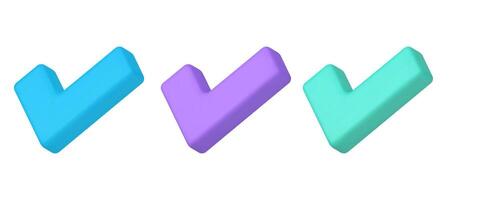 Check mark done confirmation accept agreement success right vote solution 3d icon set vector