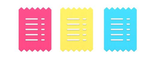 Receipt bill shopping paper document financial banking transaction verification 3d icon set vector