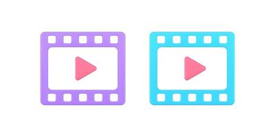 play button film strip multimedia content broadcasting 3d icon set realistic vector