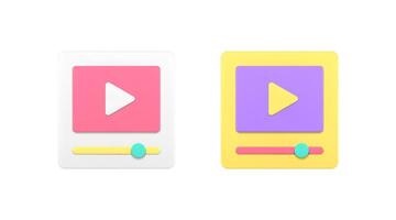 cinema multimedia content broadcasting play button application service 3d icon set vector