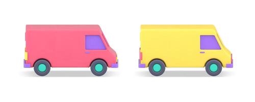 Van lorry cargo automobile distribution delivery service express transportation 3d icon set vector