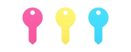 Key pass privacy access security keeping login protection open door 3d icon set realistic vector
