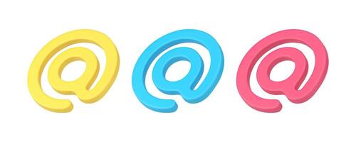 Email character internet search address virtual communication 3d icon set illustration vector