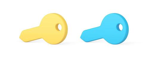 Key for keyhole door open internet app login password business solution isometric 3d icon set vector