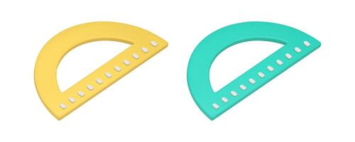 Protractor corner tilt geometric measure curved instrument engineering learning 3d icon set vector