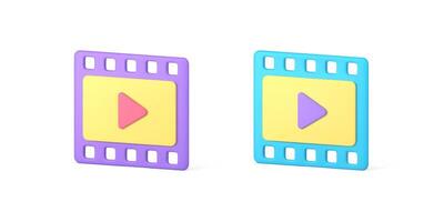 Media content broadcasting music multimedia player 3d icon set realistic vector