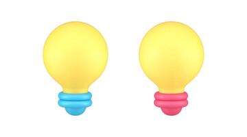 Glowing light bulb vertical electricity innovation illuminated inspiration idea 3d icon set vector