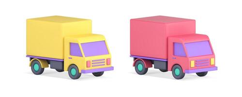 Logistic cargo automobile import export transportation courier delivery service 3d icon set vector