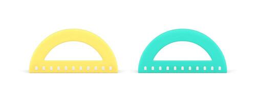 Protractor ruler angle measuring tool geometry engineering learning instrument 3d icon set vector