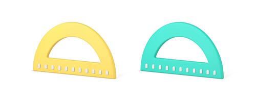 Corner measure protractor ruler engineering curve tool tilt scale gauge 3d icon set realistic vector
