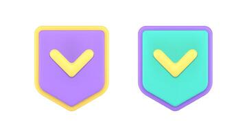 Protective shield check mark antivirus digital personal data safety secure 3d icon set vector