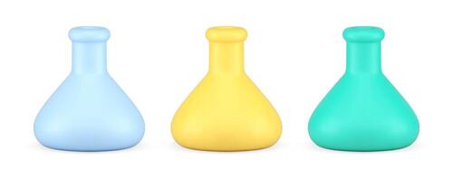 Chemical laboratory glassware beaker flask experimentation science discovery 3d icon set vector