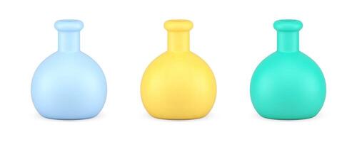 Beaker flask for chemical searching science laboratory analysis 3d icon set realistic vector