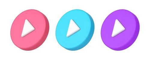 Digital player button start technology multimedia device 3d icon set realistic illustration vector