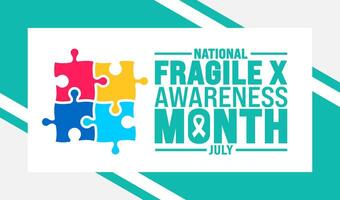 July is Fragile X Awareness Month background template. Holiday concept. use to background, banner, placard, card, and poster design template vector