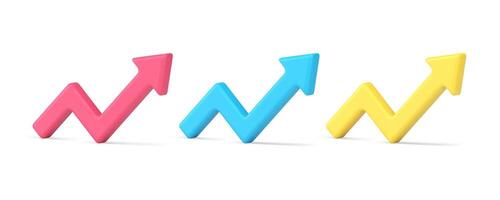 Graph chart arrow up angular badge index information analyzing isometric 3d icon set vector