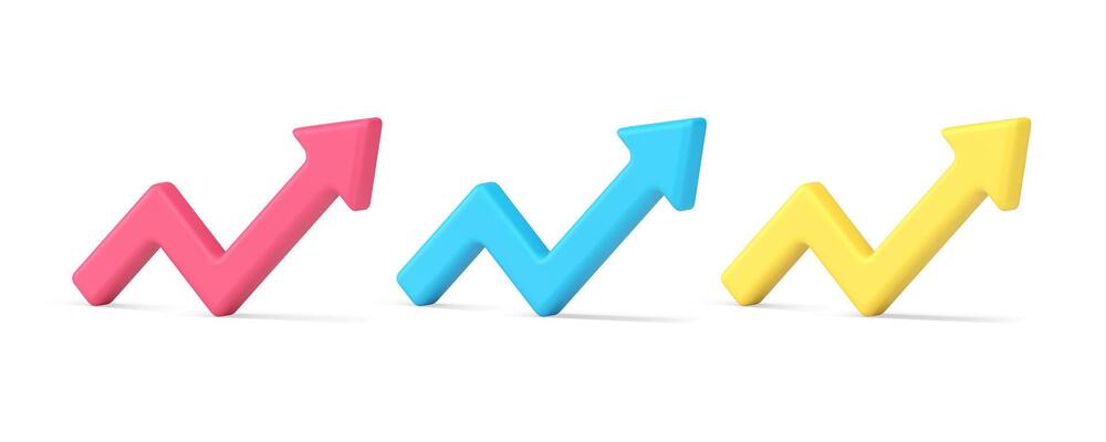 Graph chart arrow up angular badge index information analyzing isometric 3d icon set
