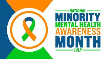 July is National Minority Mental Health Awareness Month background template. Holiday concept. use to background, banner, placard, card, and poster design template. vector