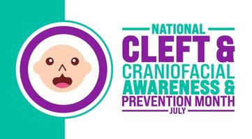 July is National Cleft and Craniofacial Awareness and Prevention Month background template. Holiday concept. use to background, banner, placard, card, and poster design template with text inscription vector