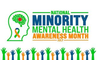 July is National Minority Mental Health Awareness Month background template. Holiday concept. use to background, banner, placard, card, and poster design template. vector